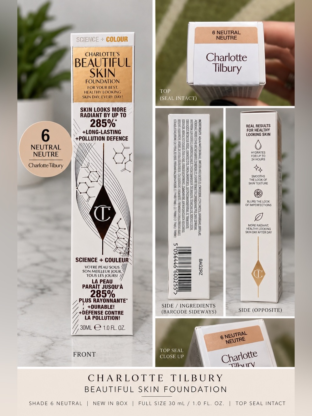 New in box- Charlotte Tilbury Beautiful Skin Foundation - Neutral (6) Beige